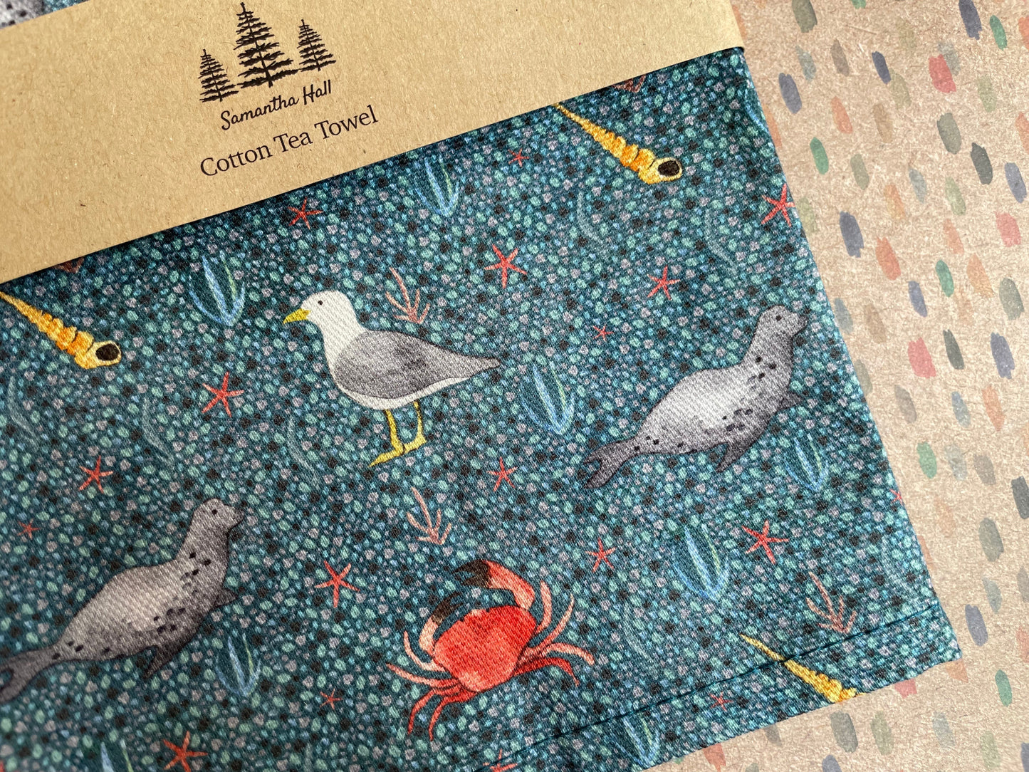 Coastal tea towel