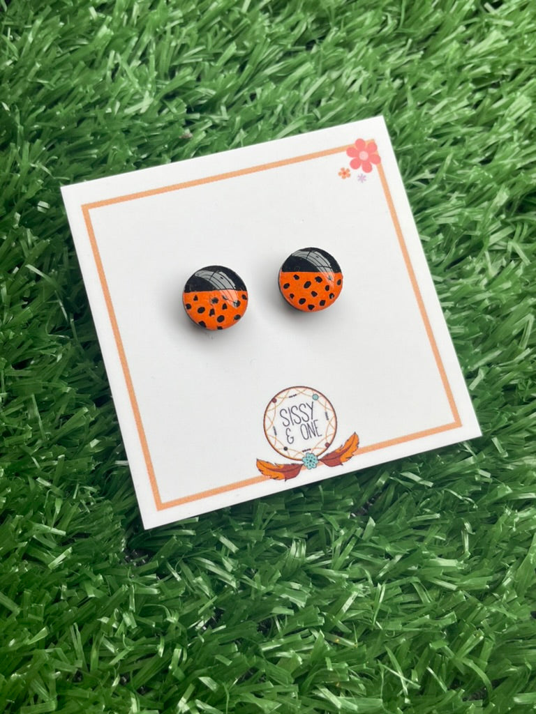 Orange & Black Pattern Dinky Studs