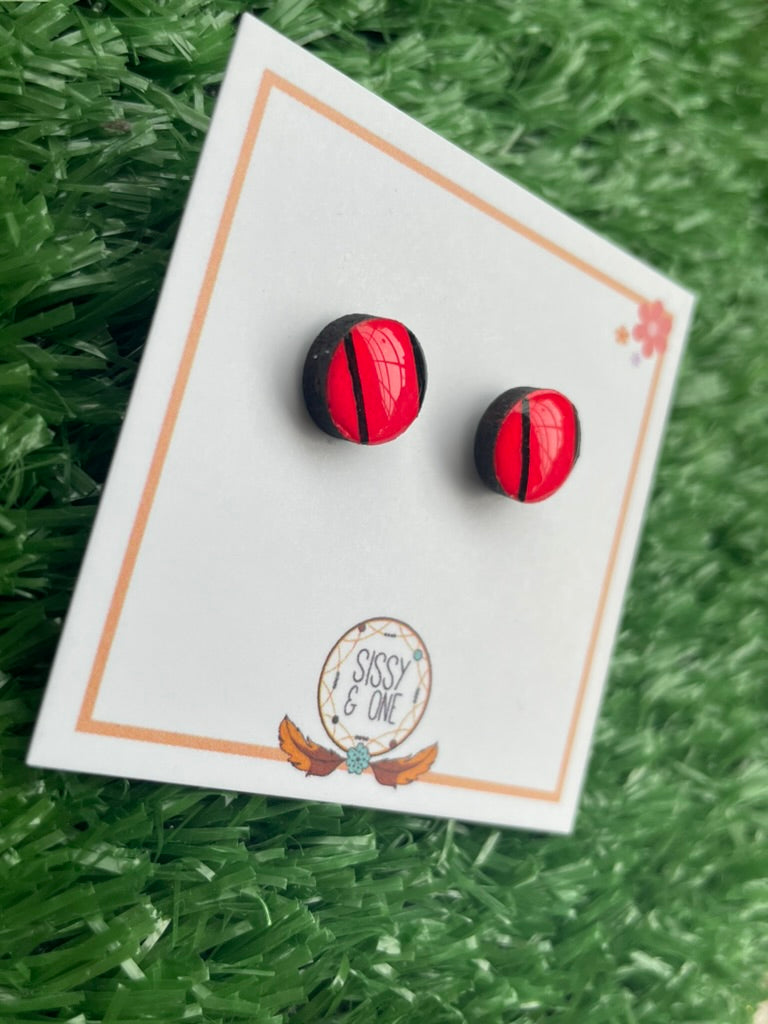 Pink & Black Circle Dinky Studs