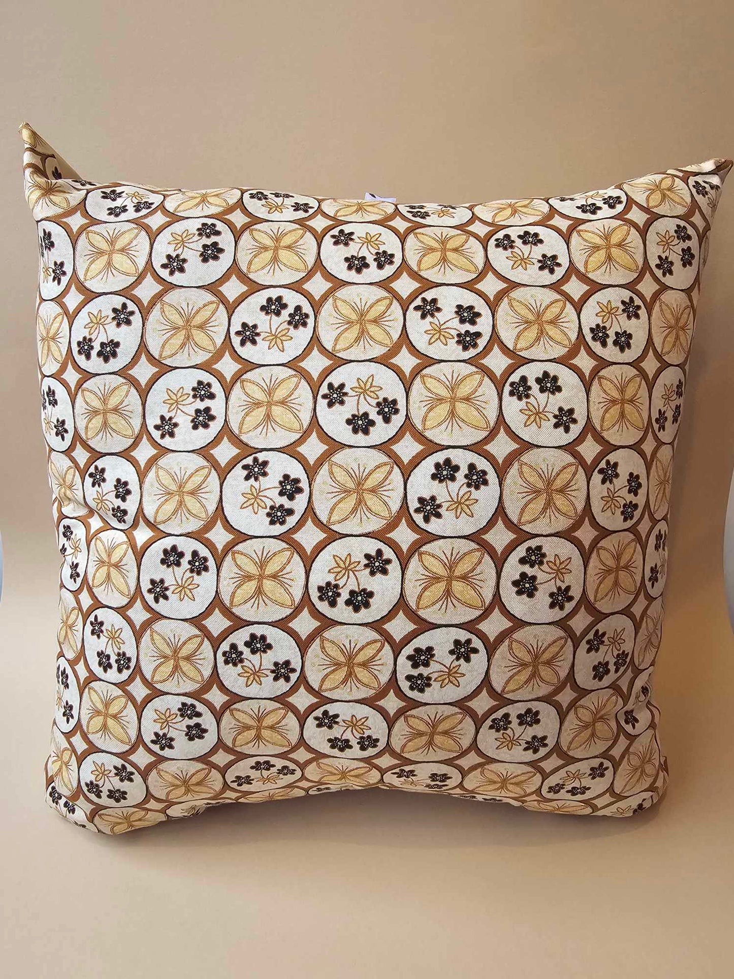 Brown/Beige Floral Pattern Cushion