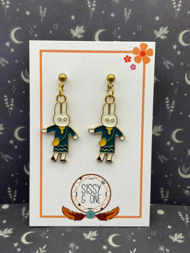Rabbit in Uniform Earrings