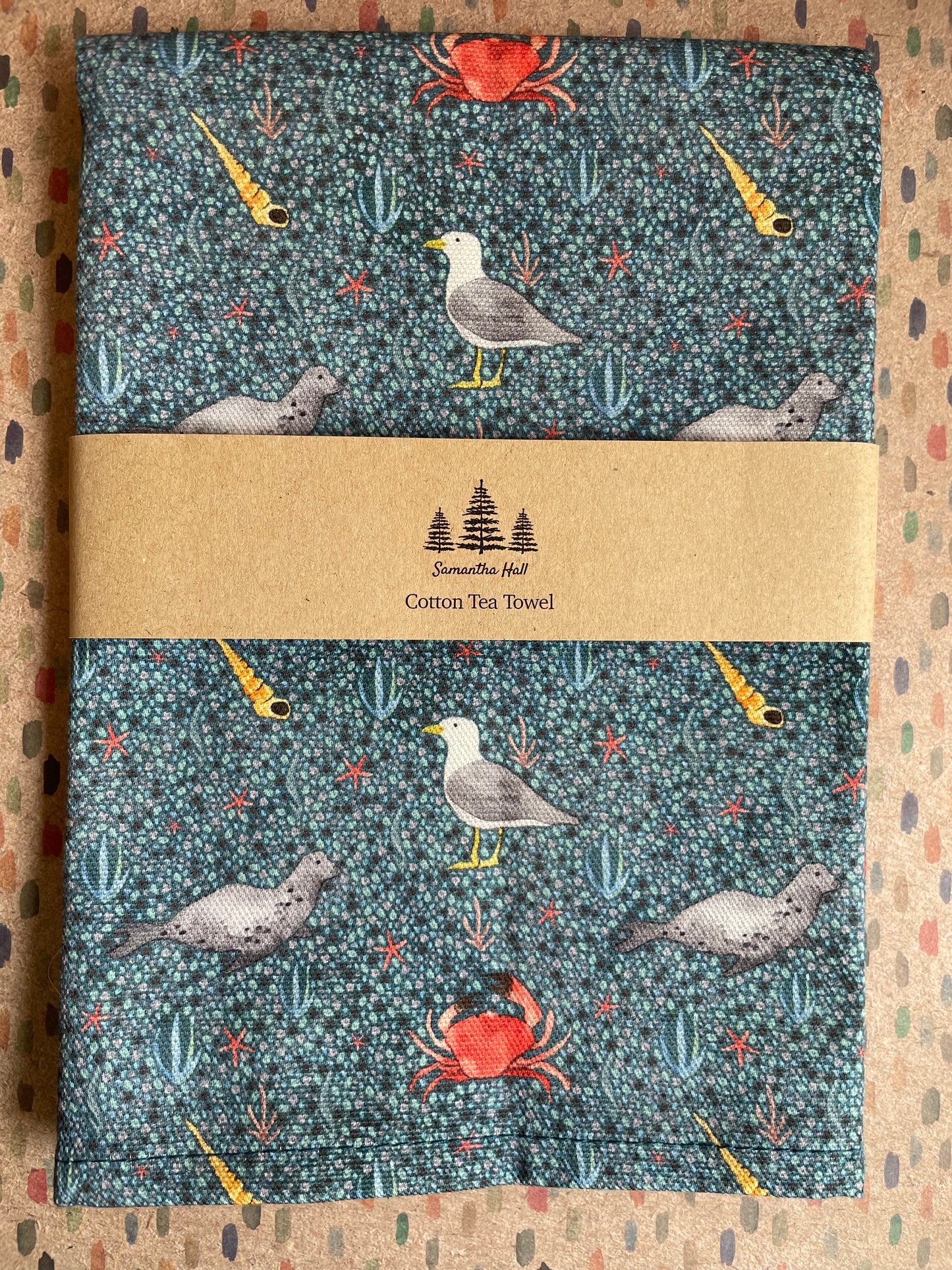 Coastal tea towel