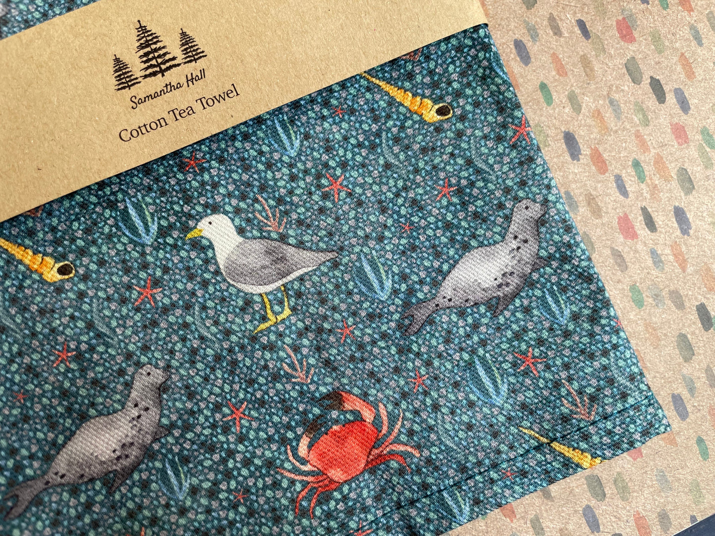 Coastal tea towel
