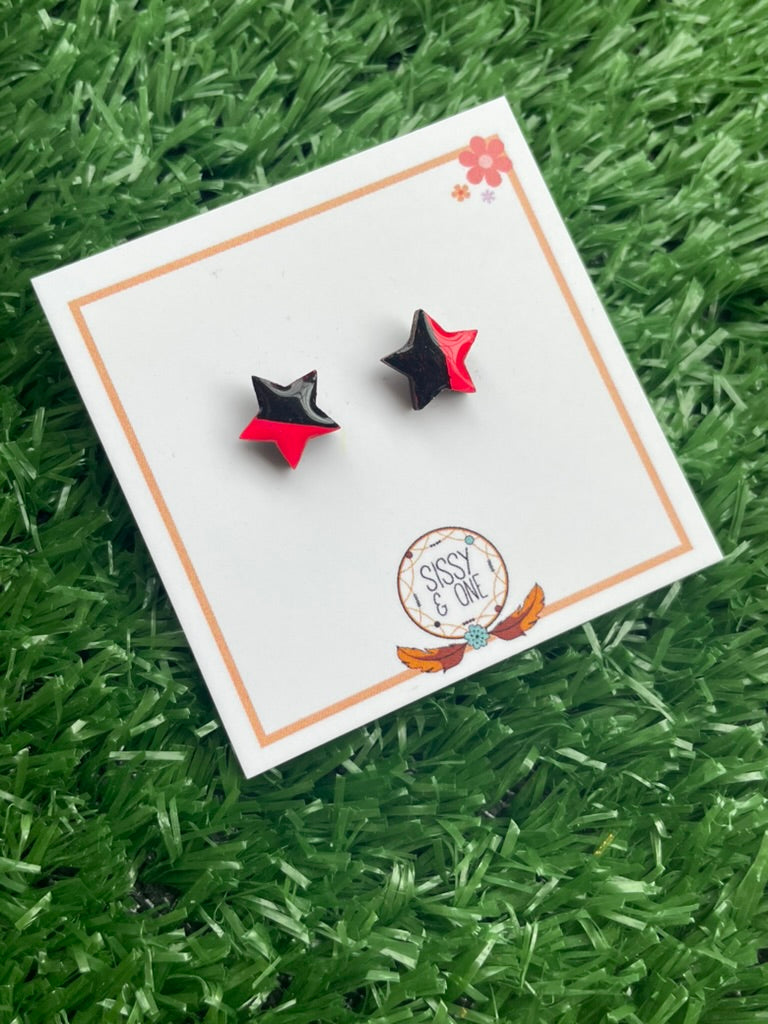 Pink & Black Star Dinky Studs