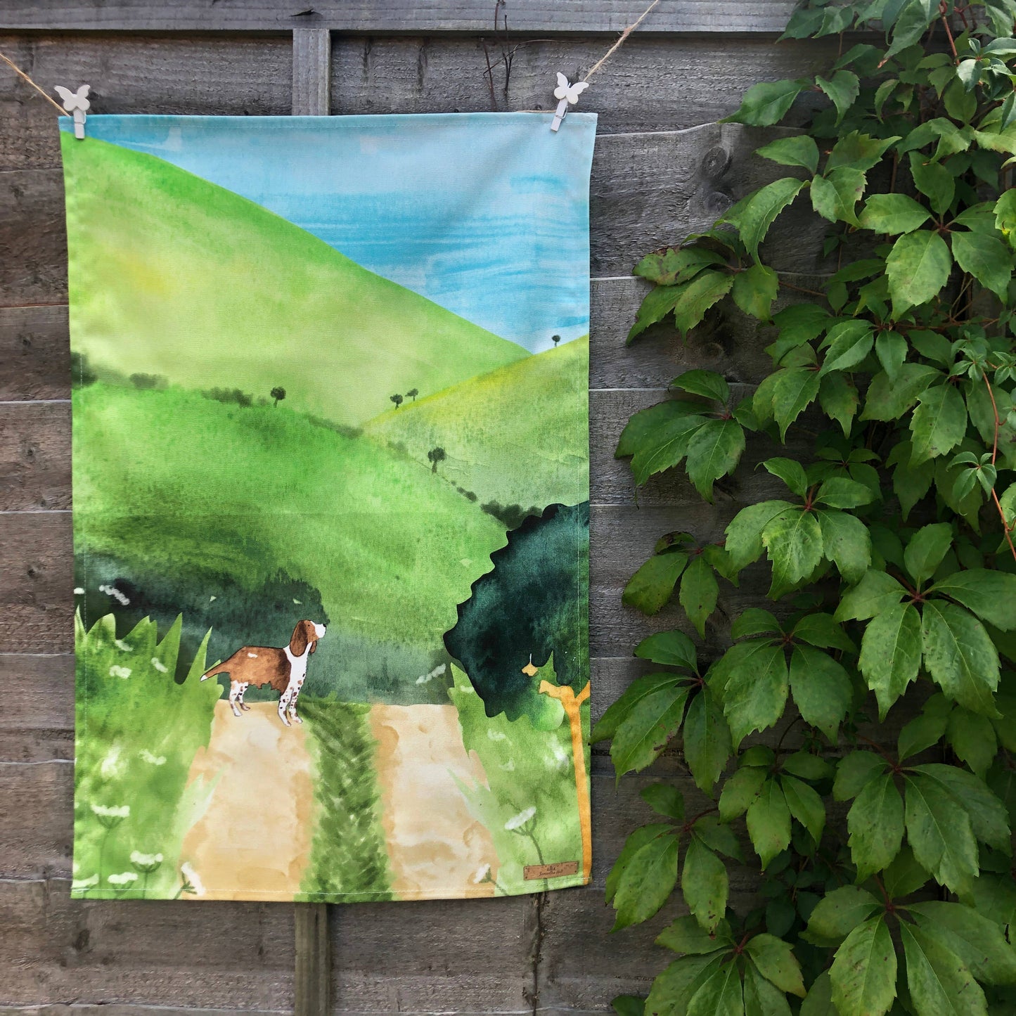 Dog Walks tea towel