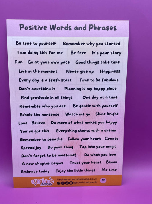 Positive Words & Phrases - Sticker Sheet