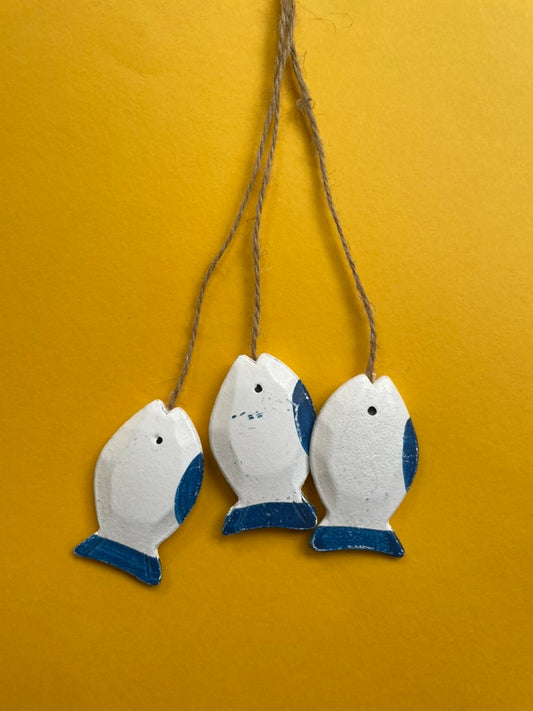 Trio of White & Blue Fish