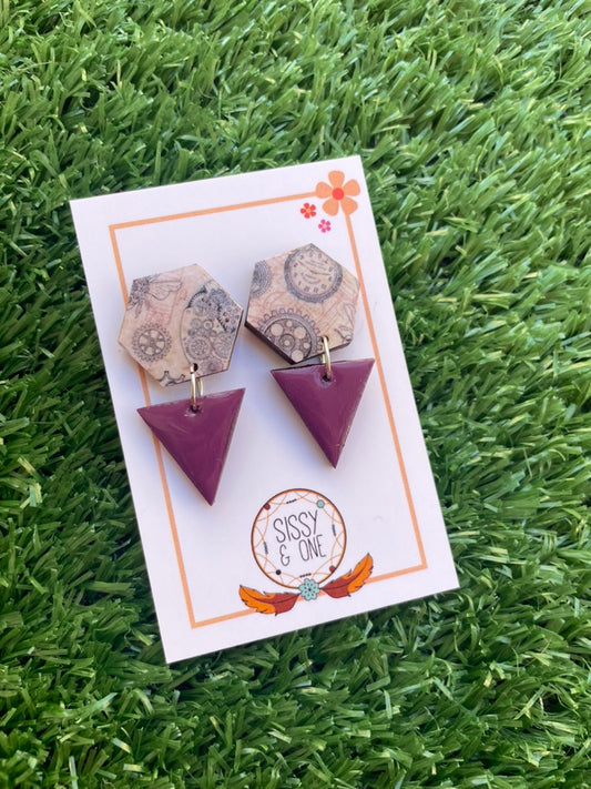Steampunk Plum - Earrings
