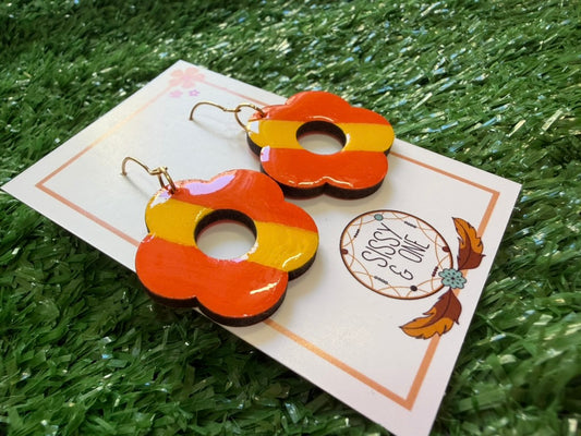 Retro Flower Orange and Yellow Earrings