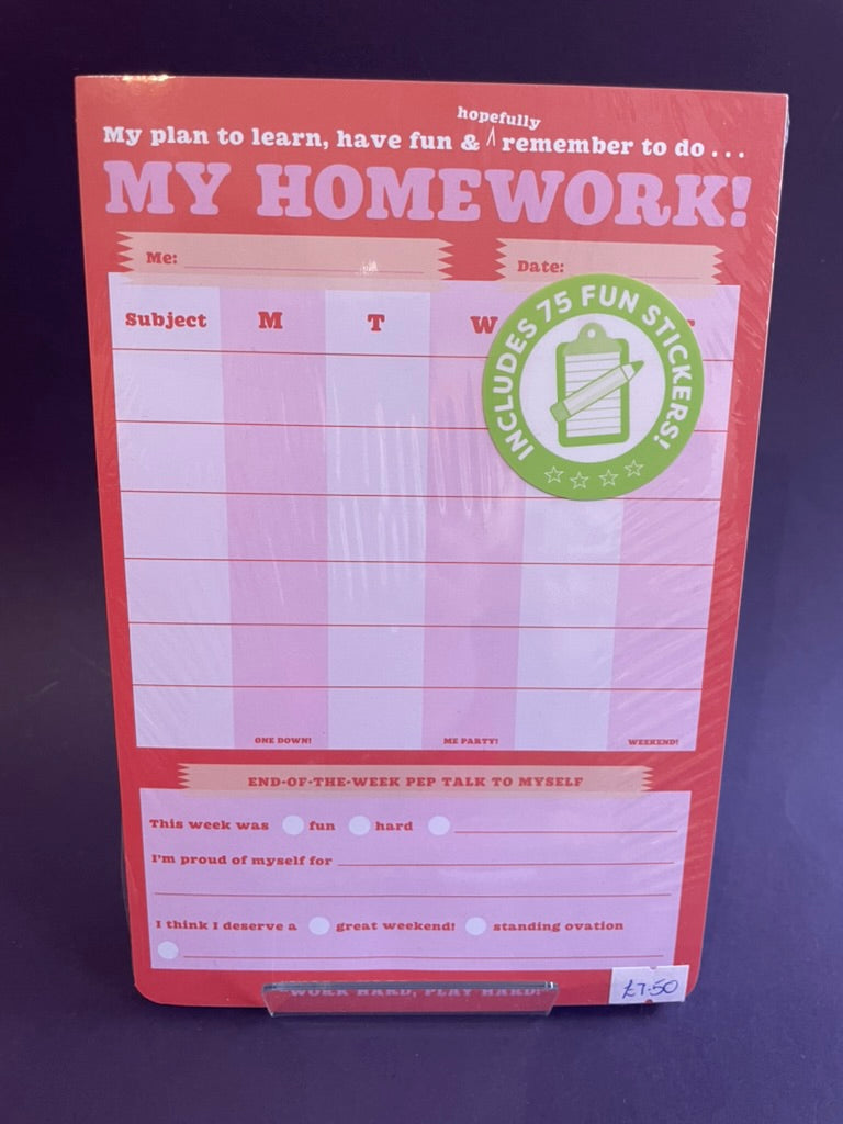 Kids Homework Organisation Notepad