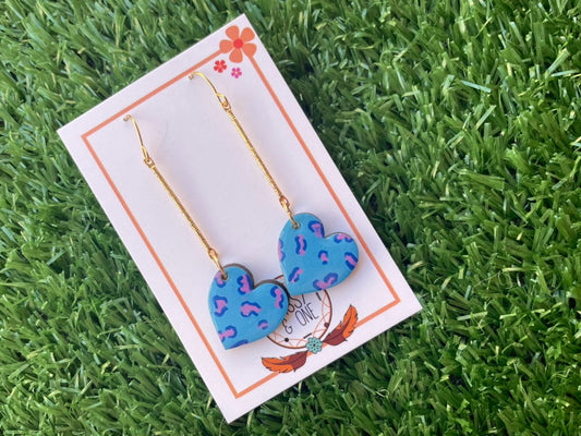 Heart Drop Leopard Earrings