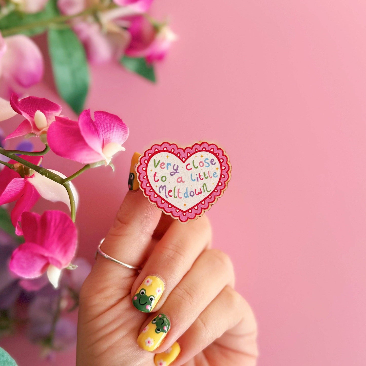 Very Close To A Little Meltdown Wooden Pin Badge