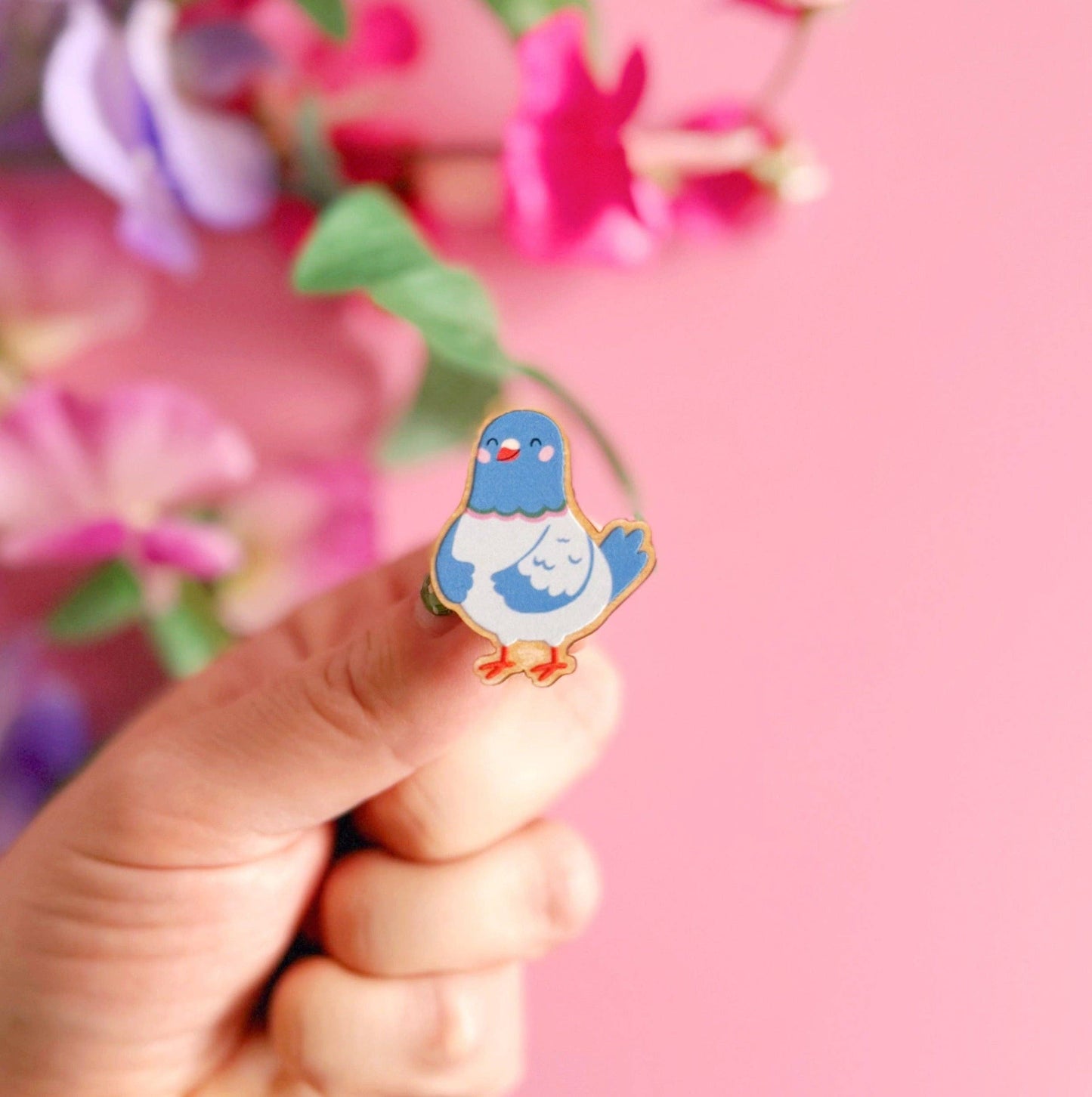 Pablo the Pigeon Wooden Pin Badge