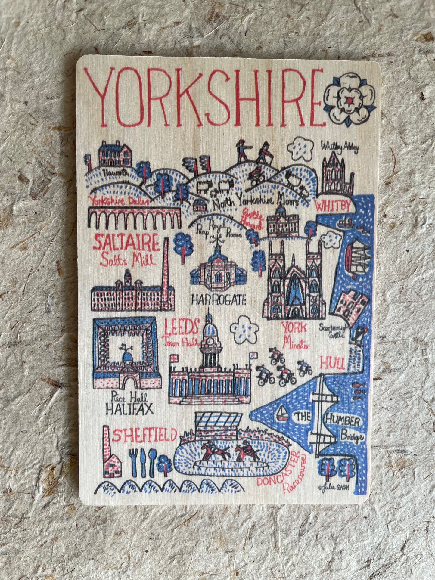 'YORKSHIRE' Sustainable wooden Postcard/Magnet